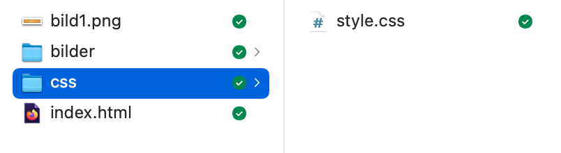 Screenshot der Dateistruktur dieser Webseite